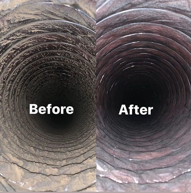 Duct surface comparison after cleaning